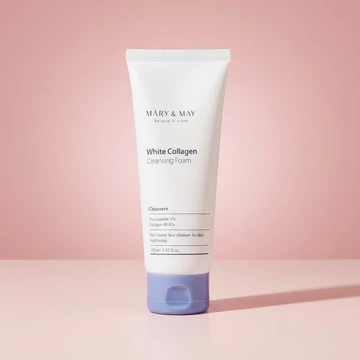 MARY &amp;amp; MAY White Collagen Cleansing Foam Artisztító Hab Kollagénnel 150 ml