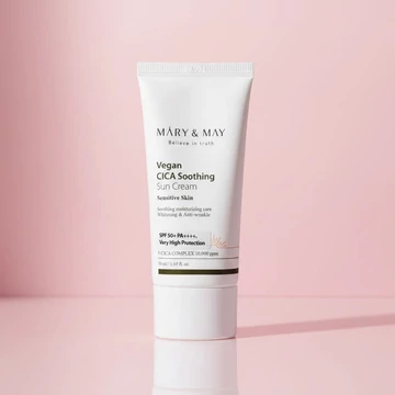 Mary&amp;amp;May - Cica Soothing Sun Cream SPF50+/PA++++ - Vegán Nyugtató és Hidratáló Fényvédő Krém - 50ml