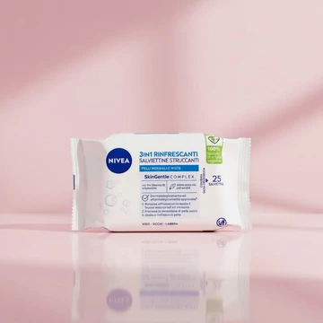 Nivea 3 az 1-ben Frissítő Sminklemosó Kendő 25 db