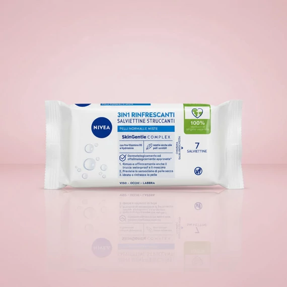 Nivea 3 az 1-ben Frissítő Sminklemosó Kendő 7 db