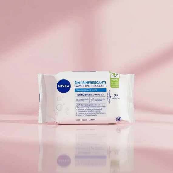 Nivea 3 az 1-ben Frissítő Sminklemosó Kendő 25 db